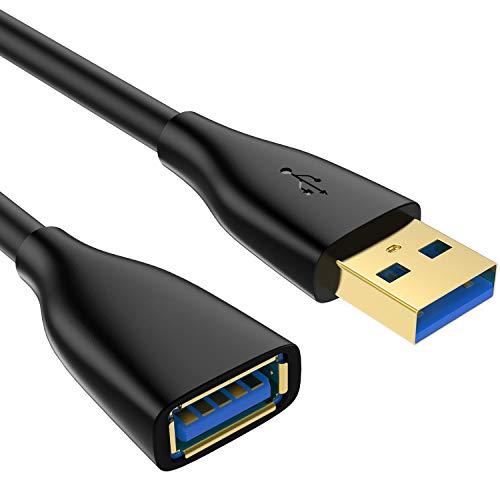 Syncwire USB 3.0 Extension Cable 6.5ft [Gold Plated, Super Speed] A-Male to A-Female Extender Cord with 5Gbps Data Transfer and Charging for Playstation, Xbox, Flash Drive, Keyboard & More - Black