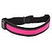BSEEN LED Reflective Running Belt - LED Reflective Running Gear - LED Running Waist Belt USB Rechargeable Light Weight Polyester Sport Belt Adjustable Elastic Band and Buckle for Runner (Pink)