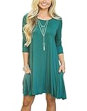 LOUQIS Women's 3/4 Sleeve Pockets Casual Swing Dress