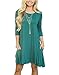 LOUQIS Women's 3/4 Sleeve Pockets Casual Swing Dress
