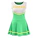 Women's Musical Uniform Fancy Dress Cheerleader Costume Outfit (Green)
