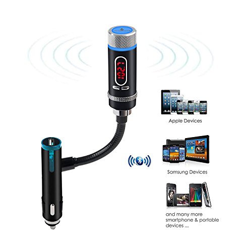 Bluetooth FM Transmitter, Wireless Bluetooth Radio Adapter Handsfree Car Kit with USB Charger - Hands-Free Calling Music Control for Any Smart Phones with 3.5mm Audio Plug