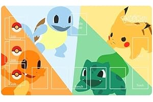 MTG DECKS & MORE Pokemon Playmat - Pikachu, Squirtle, Bulbasaur - Premium Collection