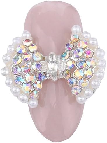 10pcs rhinestone nail art tips crystal strass glitter 3d decorations bow nail fix metal