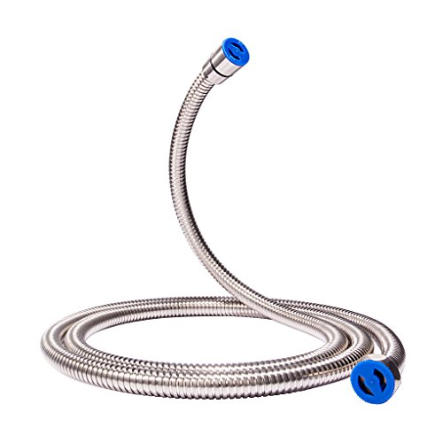 Charmingwater 70 Inch Shower Hose, Long Double Stainless Steel Replacement Shower Hose with Brass Fittings, Brushed Nickel