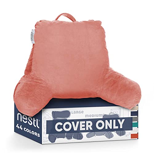 Nestl Reading Pillow Covers, (Cover ONLY) Medium Bed Rest Pillow with Arms Cover - TV and Reading Lumbar Support Pillow Cover - Removable Covers Misty Rose
