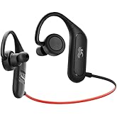 TOHUNZO IP68 Waterproof Swimming Headphones with Mic, Stereo Sweatproof in-Ear Earphones, Noise Cancelling Headsets for Gym Running Workout, 16 Hours Playtime