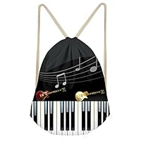 INSTANTARTS Music Piano Key Printed Personalized Drawstring Bags Teen Boy Cinch Backpack