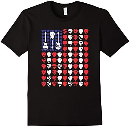 Mens American Flag Guitar Picks Bold Distressed Shirt Small Black