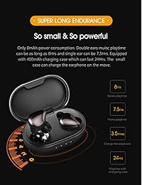 Auriculares Bluetooth FOCUSPOWER F16 Bluetooth 5.0 True inalámbricos con funda de carga, 24H tiempo de reproducción 3D estéreo base profunda audio in ear auriculares Bluetooth, micrófono integrado