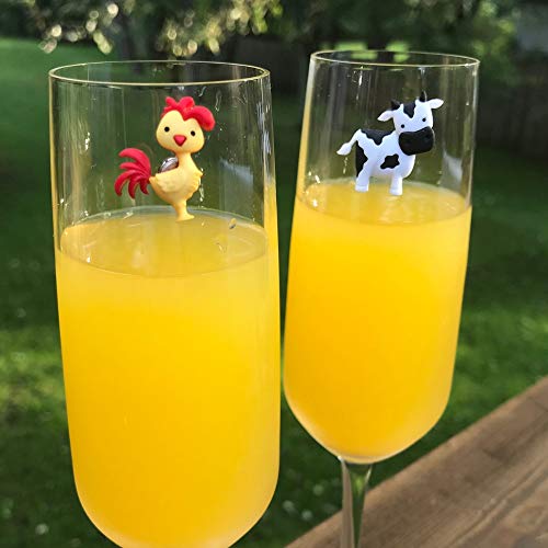 Barnyard Animal Wine Charms - Magnetic Glass Markers and Identifiers Set of 6 by Simply Charmed - Thumbnail 3