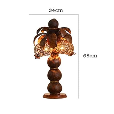 N/Z Daily Equipment Multifunctional Desk Lamp Coconut Shell Art Deco Lamps Southeast Asian Style Table Lamp Bedroom… 41ssBATBzxL