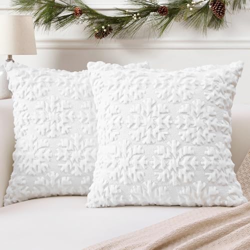 OTOSTAR Snowflake Plush Velvet Pillow Cover 20x20 Inch