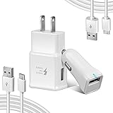 Axmda Samsung Galaxy S9 S8/Note 8 Adaptive Fast Charger Type-C Cable Kit, USB C Quick Charge 2.0 (Wall Charger + Car Charger + 2 type-c Cable) for Samsung Galaxy S8,S9 and S8 Plus, Google Pixel