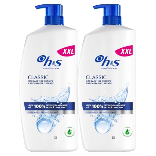 Classic Champú Anticaspa 2x1000ml con Dispensador, para Uso Diario. Hasta 100% de Protección Anticaspa, Clínicamente Probado. Para Todo Tipo de Pelo y Cuero Cabelludo. Sensación de Frescor