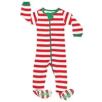 Elowel Striped Pajama Sleeper Set Red & White 12-18 Months