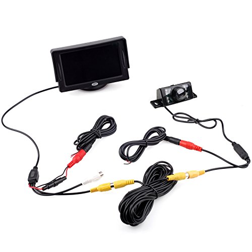 aokur 12V Parking Backup IR Camera Night vision Kit with 4.3" LCD Monitor Pickup Truck Camper Reverse RearView Monitor - Thumbnail 2