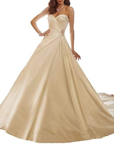 Lilybridal Women's Elegant Sweetheart Satin Wedding Dress 2017 for Bride Ivory US10