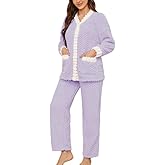 LYCY Women's Plush Fleece Pajama Set,Soft Cozy Pajama for Women Warm Sleepwear Lounge PJS