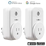 TUXWANG WiFi Smart Plug Socket Wireless Outlet Compatible with Alexa and Google Home, No Hub Required, Remote Control Your Devices from Anywhere, Timing Function (2 Pack)