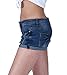 PHOENISING Women's Fashion Short Shorts Stylish Ripped Hole Jeans Roll-Over Hot Pants Dark Blue