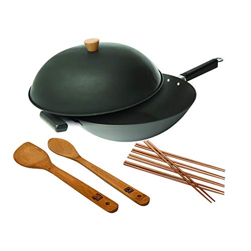 Joyce Chen Excalibur Wok Cooking Chopsticks and Bamboo Utensils, 5 Piece Set, Black The Home