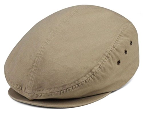 Washed Canvas Golfing Beret Ivy Ascot Cabbie Cap Khaki