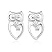 925 Sterling Silver Cut Open Owl Heart Love Post Stud Earrings