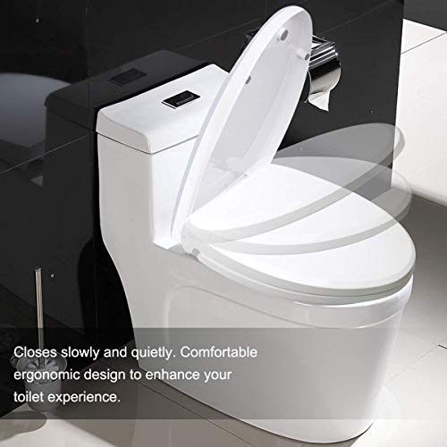 Cadrim Toilet Seat with Child Seat, Elongated and Slow Close Toilet Lid for Adults and Kids Potty Training (White) - Thumbnail 2