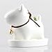 Modern Simple Balcony Small Planter Little Dog Milky White Ceramic Succulent Plant Flower Pot Miniature Decoration with Tray Neck with Bell Weaving Tail 4.5 x 2.36 x 3.46inches (NO Plants)