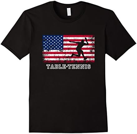 Mens American Flag Table-tennis T-Shirts - Table-tennis Team Spor Large Black
