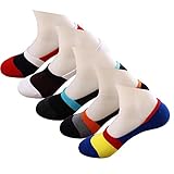 5 pairs Men's No Show Socks Sport Rainbow Low Cut Cotton Non Slip Funny Liner Boat Socks(Size:7-12) (Colorful Stripe)