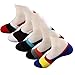5 pairs Men's No Show Socks Sport Rainbow Low Cut Cotton Non Slip Funny Liner Boat Socks(Size:7-12) (Colorful Stripe)