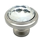 Cosmas 5317SN-C Satin Nickel Cabinet Hardware Round Knob with Clear Glass - 1-1/4