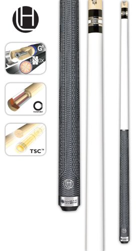 Lucasi Hybrid LHT87 White Thorsten Hohmann Series Cue with Upgraded Zero Flex Slim Technology Shaft, 19-Ounce