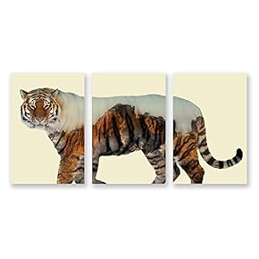 3 Panel Canvas Wall Art Animal with Mountain Pictures Home Wall Decorations for Bedroom Living Room Paintings Canvas Prints Framed - 16"x24" x 3 Panels