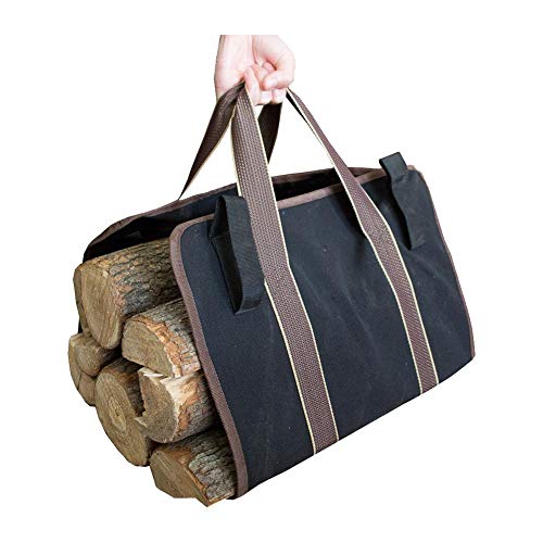 Portable Firewood Storage Bag,Canvas Log Carrier Bag Logging Bag Wood Finishing Package - Thumbnail 3