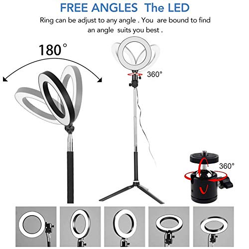 6 Zoll LED Ringlicht mit Stativ Ständer, Dimmbarer Ringleuchte mit 127CM Einstellbarem Stickständer Selfie Livestream… – Bild 4