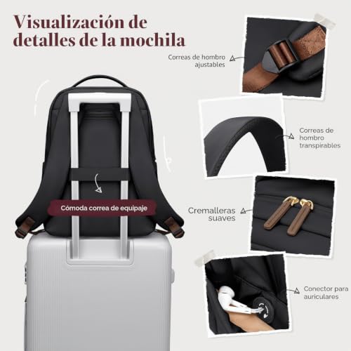 GOLF SUPAGS 15.6 Inch Laptop Backpack, Multifunctional Travel Backpacks, College Backpacks, Women's Airplane Backpack for Work, Travel, Daily (Black)