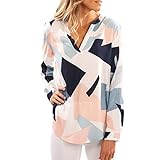 Pop lover Women's Casual Floral Printed Blouses Geometric Pattern Fashion Tops