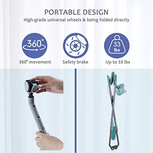 EGREE Baby Portable Folding Diaper Changing Station with Wheels, Adjustable Height Mobile