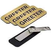 Greeter 1 x 3 Name Tag, Magnetic Backing Brushed Gold (3 Pack)