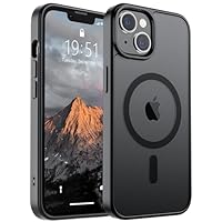 SUPFINE Magnetic for iPhone 14 Case & iPhone 13 Case (Compatible with MagSafe)(Military Grade Drop Protection) Translucent Matte Shockproof Phone Cover,Black