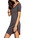 Women's Summer Short Sleeve Slim Fit Shirts Mini Dresses Floral Print Juniors Dress Top Grey XXL