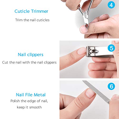 【UPGRADED VERSION】5PCS Cuticle Trimmer Set contains Cuticle Pusher Nail clipper, Professional Grade Stainless Steel Cuticle Nipper, Premium Sharp Blade Cuticle Cutter Pedicure Tool, Comfortable Grip - Thumbnail 4