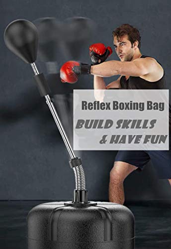 Anfan Reflex Bag Free Standing Boxing Speed Punching Bag, Adjustable Height for Adult&Kid, Boxing Punching Ball (Black) - Thumbnail 3