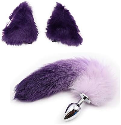 Cosplay Plush Cat Ear Hair Clip and Fox Tail B-ütt an-âl Pl-ùg T-ö-ys for Costume Cosplay