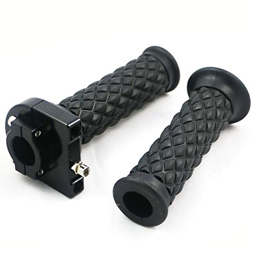Yibid Motorcycle 7/8" Handlebar Antiskid Rubber Hand Grips and Twist Quick Throttle Tube Lever Control for 22MM Honda Yamaha Motorcross Scooter Custom Sport Street Bike (Black) - Thumbnail 2