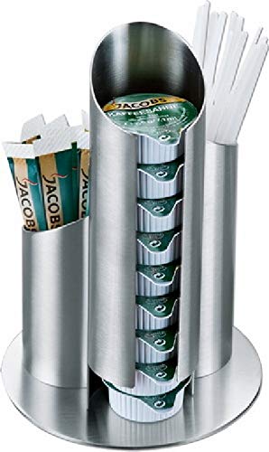 Esmeyer 400-2647 Portionsspender Multi aus mattiertem Edelstahl, für Milchdöschen, Zuckertüten und Rührstäbchen