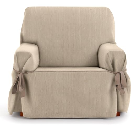ECOMMERC3 | Copridivano universale a 1 posto, design a un unico pezzo, con regolazione tramite lacci - copridivano beige 4 punti di fissaggio stabili